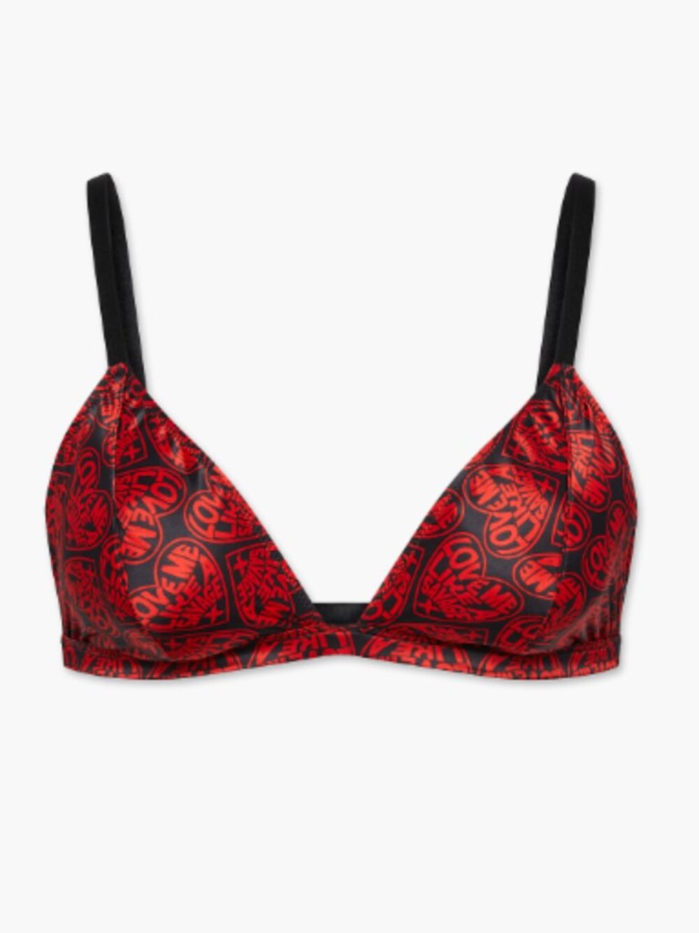 Savage x Fenty Luv Language Triangle Bralette Black Red Satin Size Small NWT